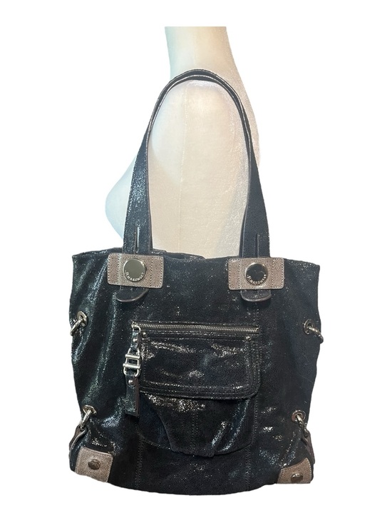 b. makowsky Handbags - B. Makowsky Black Crackle Shimmer Genuine Leather Hobo Shoulder Bag | Y2K